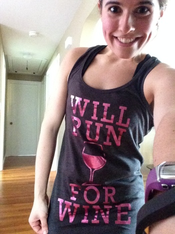Prepping for an outdoor run; love funny workout tops like this!