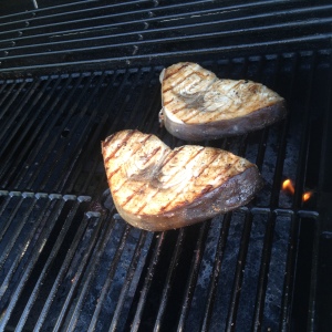 Grilled swordfish steaks - check out those grill marks!